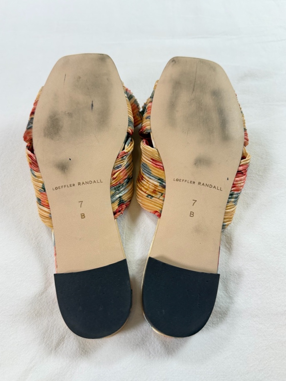 Loeffler Randall Daphne Floral Pleated Bow Flat Sandals Size 7 EUC - Picture 9 of 9